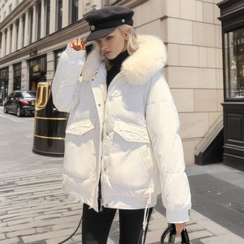 2023 Fashion Thicken Winter Big Collar Hooded Parka Glossy Jacket Snow Coat Γυναικεία αντιανεμικά αδιάβροχα ζεστά ρούχα