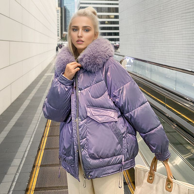 2023 m. madinga stora žiemos didelė apykakle su gobtuvu parkas Blizgi striukė sniego paltai, moteriški vėjui atsparūs lietaus šilti viršutiniai drabužiai