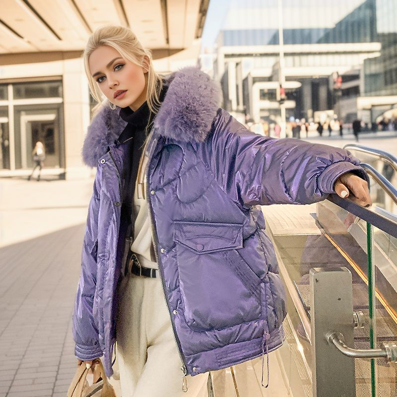 2023 m. madinga stora žiemos didelė apykakle su gobtuvu parkas Blizgi striukė sniego paltai, moteriški vėjui atsparūs lietaus šilti viršutiniai drabužiai