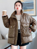 Zimske sjajne parke za 2023. Ženska donja jakna Snježni kaput Gornji kaput Deblje tople ženske pufer jakne Nove široke pamučne podstavljene parke