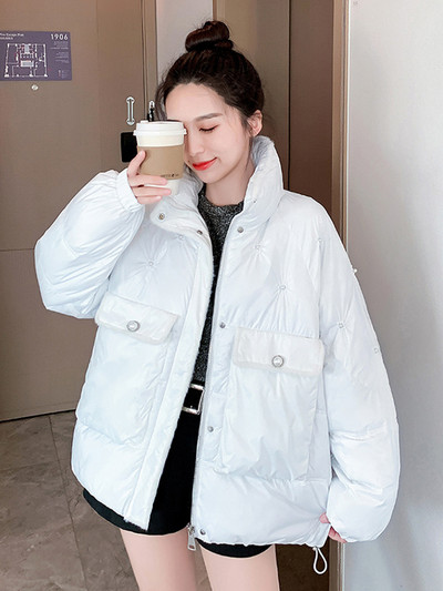 Zimske sjajne parke za 2023. Ženska donja jakna Snježni kaput Gornji kaput Deblje tople ženske pufer jakne Nove široke pamučne podstavljene parke