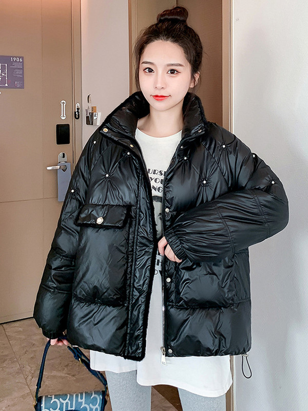 Zimske sjajne parke za 2023. Ženska donja jakna Snježni kaput Gornji kaput Deblje tople ženske pufer jakne Nove široke pamučne podstavljene parke