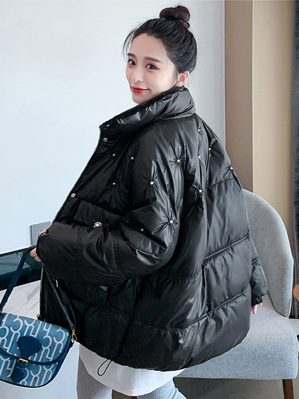 Zimske sjajne parke za 2023. Ženska donja jakna Snježni kaput Gornji kaput Deblje tople ženske pufer jakne Nove široke pamučne podstavljene parke