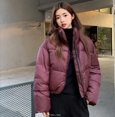 Jachetă scurtă de modă pentru femei, iarnă, din bumbac, îmbrăcăminte exterioară căptușită, ocazională, caldă, guler, parka largi, haină rezistentă la vânt.