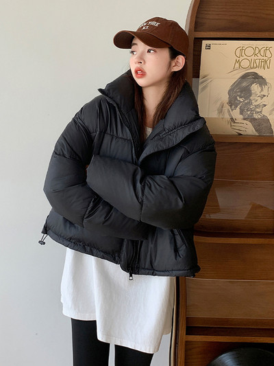 Jachetă scurtă de modă pentru femei, iarnă, din bumbac, îmbrăcăminte exterioară căptușită, ocazională, caldă, guler, parka largi, haină rezistentă la vânt.