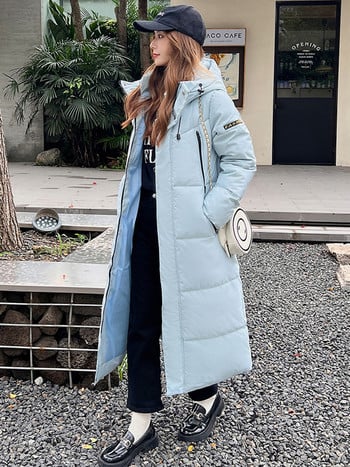 2023 Fashion Thicken Winter Parkas με κουκούλα Φαρδιά μακρύ φουσκωτό μπουφάν Βαμβακερή επένδυση Γυναικεία αντιανεμικά ζεστά ρούχα