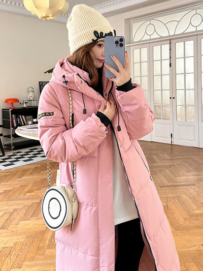 2023 m. mados stori žiemos parkai su gobtuvu, laisva, ilga pūkuota striukė, medvilniniai paminkštinti paltai, moteriški, atsparūs vėjui, šilti viršutiniai drabužiai