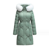 Jachete de puf pentru femei de iarnă 2023, haină ușoară, caldă, ocazională, jachetă puf pentru femei, parka căptușită din bumbac, pardesiu lung cu glugă