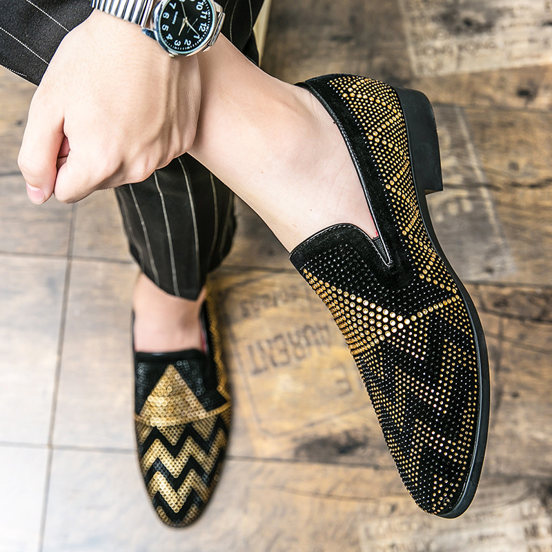 2022. NOVE Ravne cipele sa šiljastim prstima i vezom od kamenčića za muškarce Muške vjenčanice Cipele za maturalnu večer Zapatos Hombre Vestir