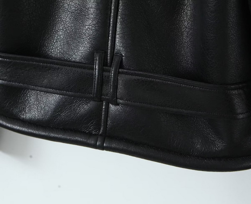 2023. Zimski ženski kaput od janjeće vune Patchwork jakna od umjetne kože Ženski starinski s remenom, topli jesenski zimski kaput