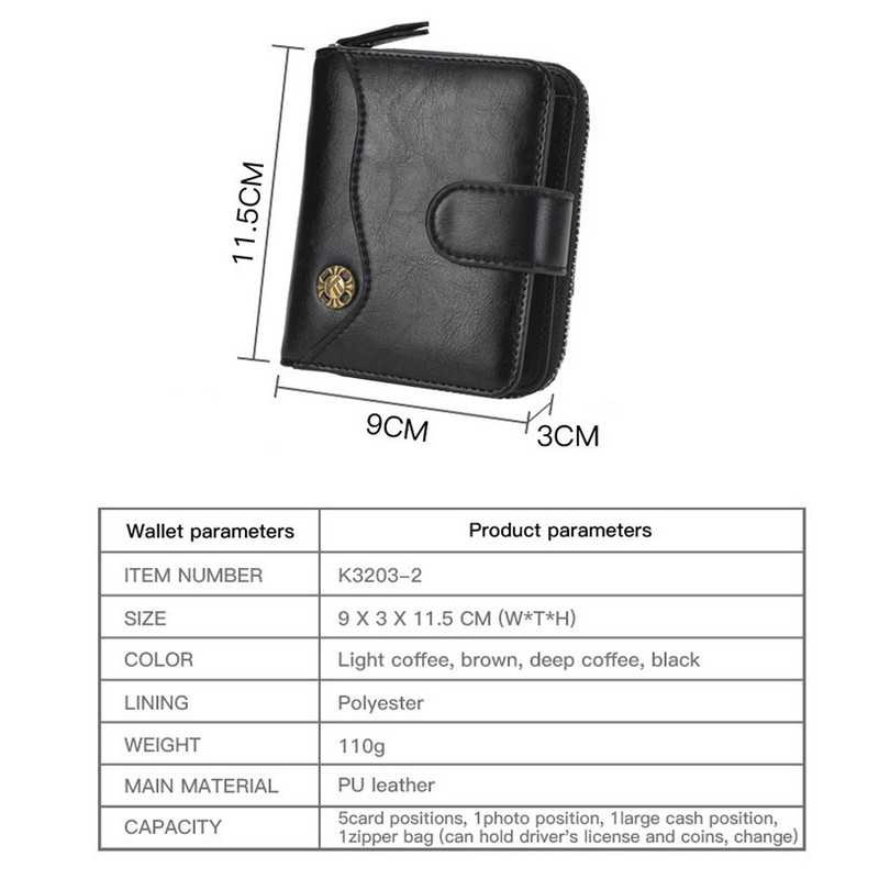 Madingos Retro vyriškos odinės piniginės Trumpos piniginės Dizaino vyriškos plonos piniginės su užtrauktuku monetų krepšys Vizitinių kortelių laikiklio dėklas