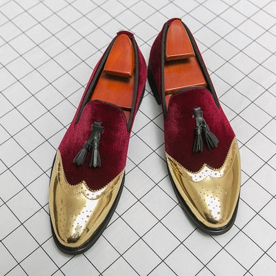 Vyriški vestuviniai kutai Odiniai laisvalaikio batai Prabangūs dizainerio smaili auksiniai blizgučiai Loafers Firminė suknelė Vakarinė avalynė Zapatos Hombre