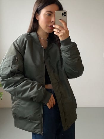 KBAT 2023 Winter Warm γυναικεία μπουφάν μπέιζμπολ Oversized Basic Coat Zipper Loose Bomber Jacket Γυναικεία μπλουζάκια Chaqueta Mujer