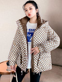 Jachetă de iarnă pentru femei 2023, parka groasă, cu puf, cu glugă, parkas în carouri, jachetă puf pentru femei, haină ocazională caldă ultra ușoară