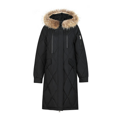 Dugačka jakna s velikim krznenim ovratnikom i snježnim kaputom Ženska modna deblja zimska jakna s kapuljačom 2023. Ženska topla gornja odjeća otporna na vjetar