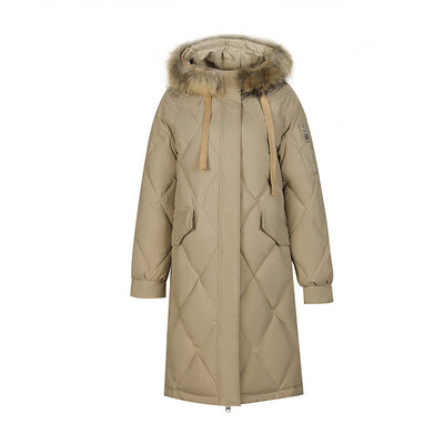 Dugačka jakna s velikim krznenim ovratnikom i snježnim kaputom Ženska modna deblja zimska jakna s kapuljačom 2023. Ženska topla gornja odjeća otporna na vjetar