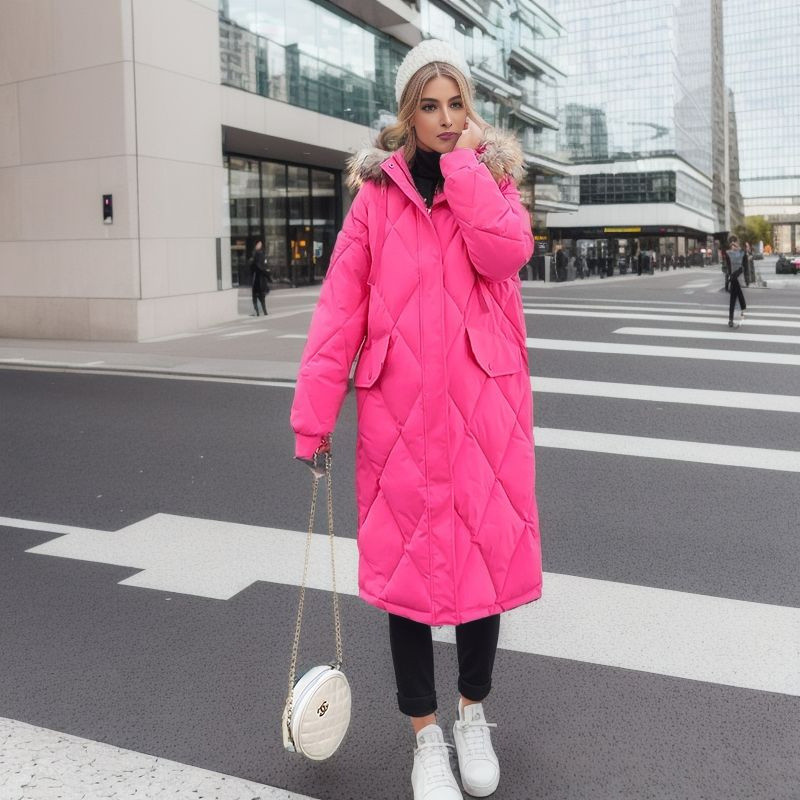 Dugačka jakna s velikim krznenim ovratnikom i snježnim kaputom Ženska modna deblja zimska jakna s kapuljačom 2023. Ženska topla gornja odjeća otporna na vjetar