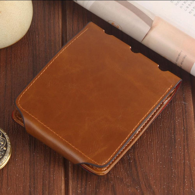 Portofel scurt pentru bărbați, pliabil, pliabil, din piele artificială, pentru monede, pentru carduri, pentru bărbați, agrafe de bani