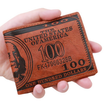Ανδρικά πορτοφόλια Dihope με μοτίβο πορτοφόλι 100 δολαρίων ΗΠΑ Ανδρικό δερμάτινο πορτοφόλι φωτογραφιών Μόδα πορτοφόλι μεγάλης χωρητικότητας