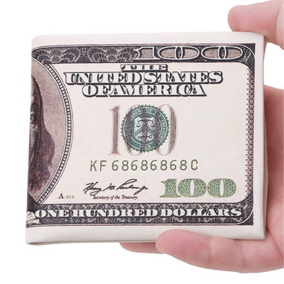 Dihope meeste rahakotid 100 USA dollari mustriga rahakott Meeste nahast rahakott fotokaardihoidja Moodne suure mahutavusega rahakott