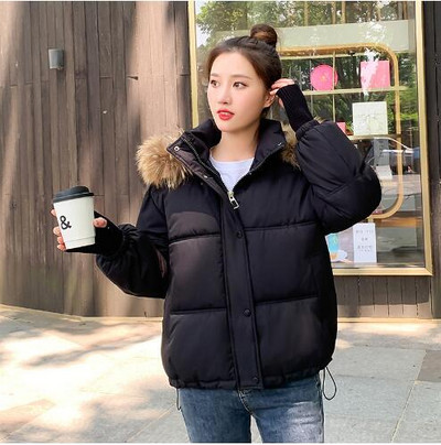 2023. Zimska jakna Ženski puffa kratki kaputi s velikim krznenim ovratnikom i kapuljačom Pamučno podstavljene parke Topli ženski kaput Gornja odjeća otporna na vjetar