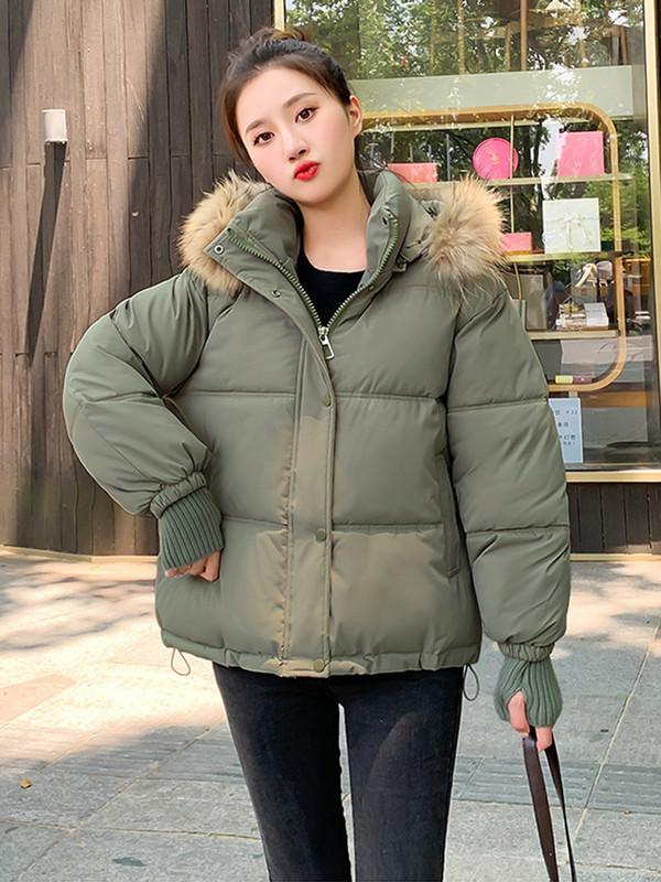 2023. Zimska jakna Ženski puffa kratki kaputi s velikim krznenim ovratnikom i kapuljačom Pamučno podstavljene parke Topli ženski kaput Gornja odjeća otporna na vjetar