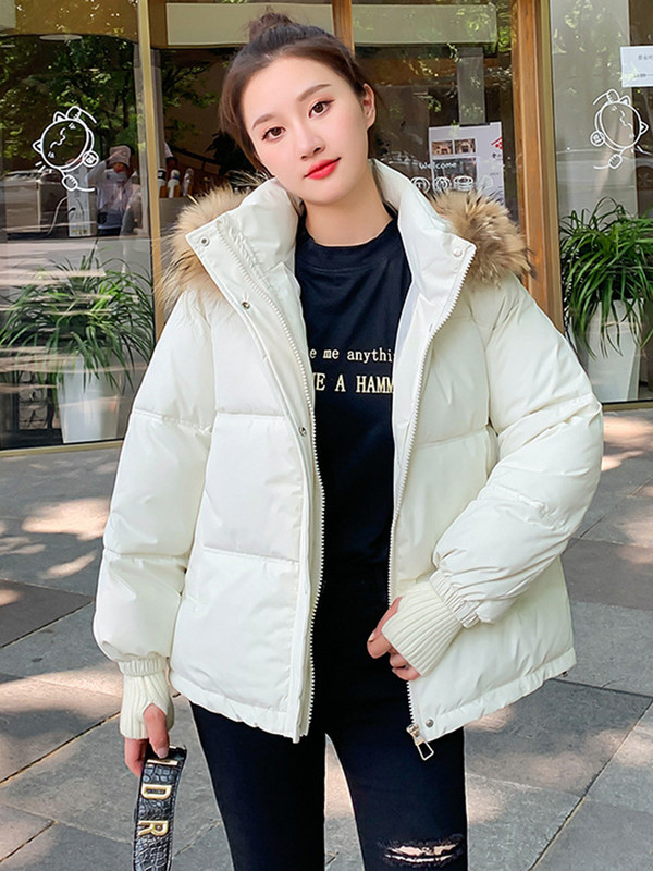 2023. Zimska jakna Ženski puffa kratki kaputi s velikim krznenim ovratnikom i kapuljačom Pamučno podstavljene parke Topli ženski kaput Gornja odjeća otporna na vjetar