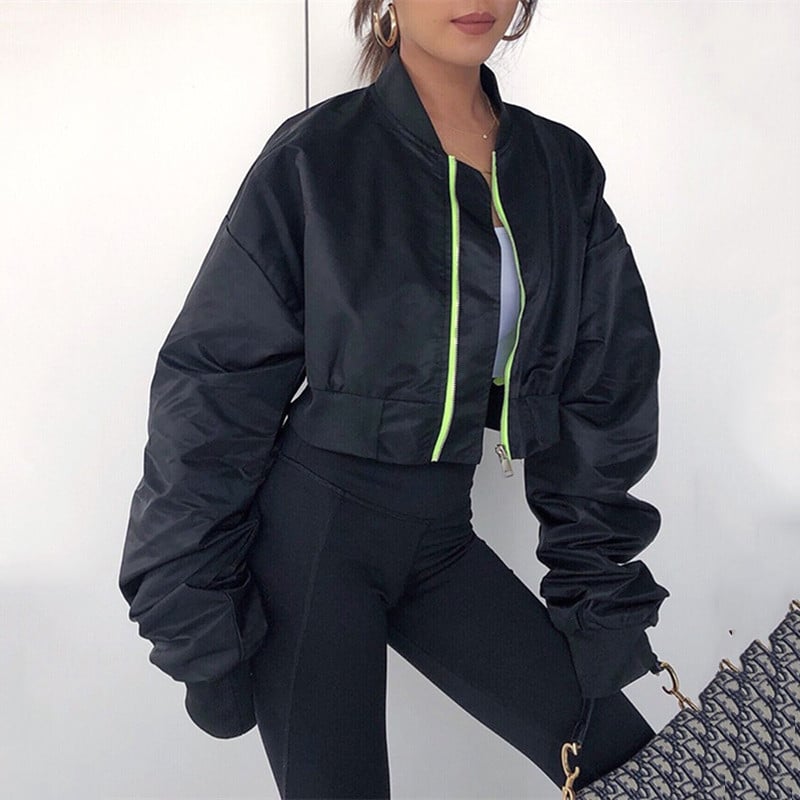 KBAT 2023, jachete de baseball scurte pentru femei, largi, rezistente la vânt, pentru femei, cu fermoar, jachetă de bază, haină bomber, îmbrăcăminte pentru femei