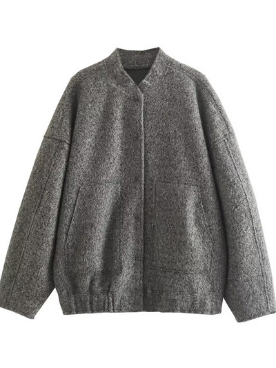 KBAT 2023 Naujos moteriškos beisbolo striukės šiltos paltai, didelės kišenės, užtrauktuku, laisva bomber striukė, negabaritinis apatinis paltas, moteriškas viršutinis drabužis