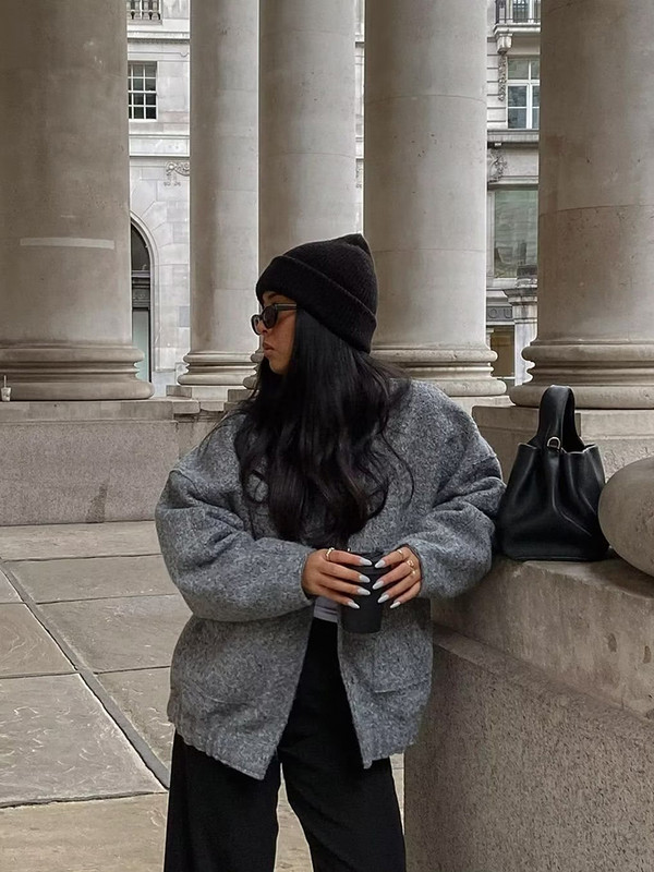 KBAT 2023 Naujos moteriškos beisbolo striukės šiltos paltai, didelės kišenės, užtrauktuku, laisva bomber striukė, negabaritinis apatinis paltas, moteriškas viršutinis drabužis