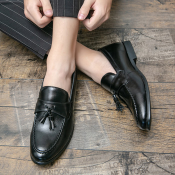 Νέα Μαύρα Loafers Tassel Ανδρικά Παπούτσια με κοστούμι Slip On Spring, Autumn Round Toe Ανδρικά επαγγελματικά παπούτσια γραφείου Δωρεάν αποστολή Μέγεθος 38-48