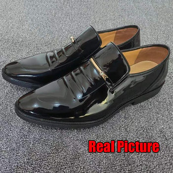 Лачени обувки за мъже Бизнес обувки Ежедневни мокасини с високи пръсти за мъже Луксозни парти сватбени обувки с голям размер