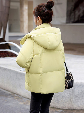 2023 Ново зимно дамско палто Памучно подплатено яке Парка Ежедневно дебело топло палто с качулка Дамско зимно яке Свободно връхно облекло