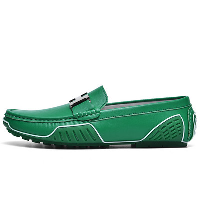 Visokokvalitetne muške ležerne kožne cipele Mokasinke Mekane luksuzne cipele u obliku graška Zelene  muške ravne cipele za vožnju