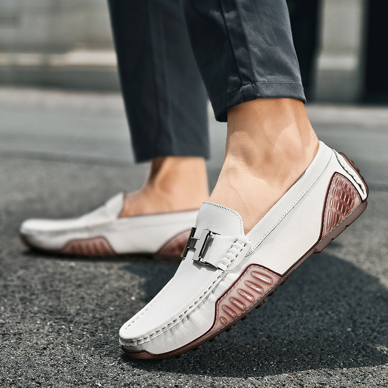 Visokokvalitetne muške ležerne kožne cipele Mokasinke Mekane luksuzne cipele u obliku graška Zelene  muške ravne cipele za vožnju