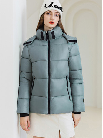 2023 Зимни дамски пухени якета с качулка Дамско пухено яке Ултра леко топло ежедневно палто Палто с памучна подплата Топли дрехи