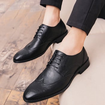 DUDELI 2022 Brogue Официални обувки Мъжки рокли Кожени обувки Модни мъжки обувки с равни обувки Истински ретро мъжки обувки с остър пръст Оксфорд