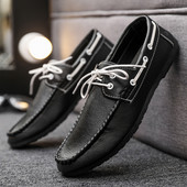 2023, pantofi noi din piele pentru bărbați, pantofi casual din piele, pantofi plati pentru bărbați de marcă, pantofi de șofat, versatili, negri.