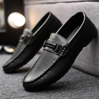 2023 Νέα Ανδρικά Δερμάτινα Παπούτσια Δερμάτινα Casual Παπούτσια Επώνυμα Fashion Ανδρικά Flat παπούτσια Ανδρικά παπούτσια οδήγησης Ευέλικτα μαύρα ίσια παπούτσια