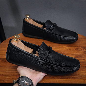 2023 Νέα Ανδρικά Δερμάτινα Παπούτσια Δερμάτινα Casual Παπούτσια Επώνυμα Fashion Ανδρικά Flat παπούτσια Ανδρικά παπούτσια οδήγησης Ευέλικτα μαύρα ίσια παπούτσια
