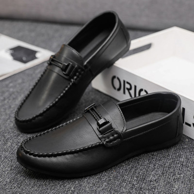 2023, pantofi noi din piele pentru bărbați, pantofi casual din piele, pantofi plati pentru bărbați de marcă, pantofi de șofat, versatili, negri.