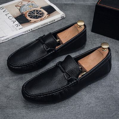 2023, pantofi noi din piele pentru bărbați, pantofi casual din piele, pantofi plati pentru bărbați de marcă, pantofi de șofat, versatili, negri.