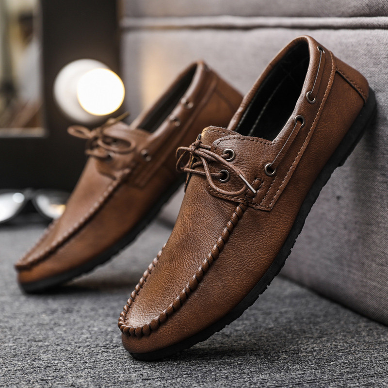 2023, pantofi noi din piele pentru bărbați, pantofi casual din piele, pantofi plati pentru bărbați de marcă, pantofi de șofat, versatili, negri.