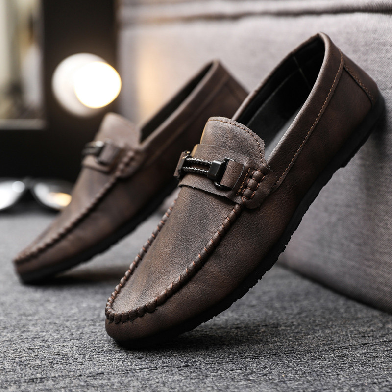 2023, pantofi noi din piele pentru bărbați, pantofi casual din piele, pantofi plati pentru bărbați de marcă, pantofi de șofat, versatili, negri.