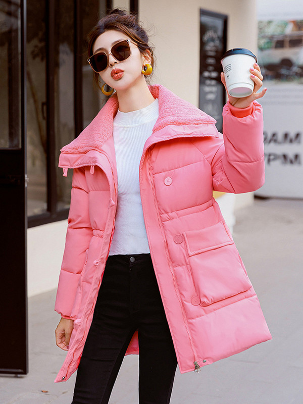 Novi ženski zimski kaput s podstavljenim pamukom za 2023. Jagnjeća vuna Patchwork Parka Ženska pufer jakna Široki topli kaput