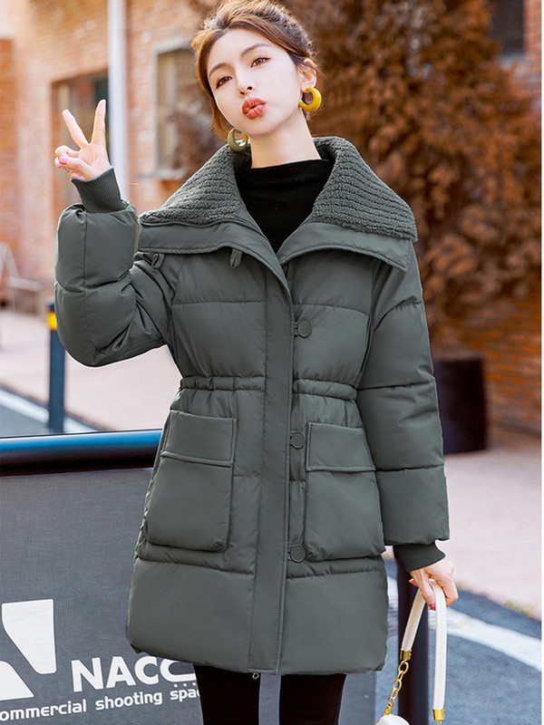 Novi ženski zimski kaput s podstavljenim pamukom za 2023. Jagnjeća vuna Patchwork Parka Ženska pufer jakna Široki topli kaput