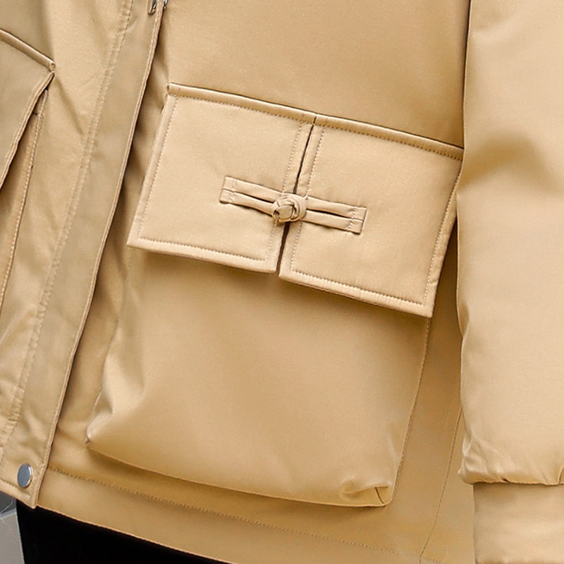 2023. Zimska parka s velikim krznenim ovratnikom i podebljana topla ležerna jakna Ženska pufer jakna Pamučno podstavljena gornja odjeća otporna na vjetar