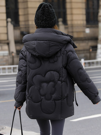 2023 Зимно пухено яке Дебело топло дамско палто с качулка Дамско пухено яке Корейска мода Ветроустойчиво горно облекло