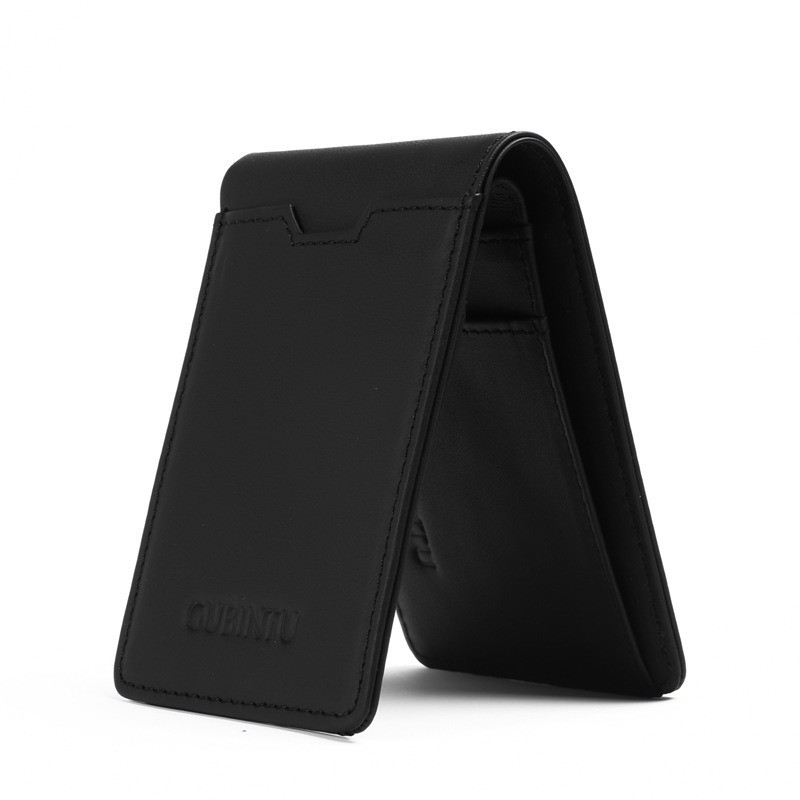 Tanak kožni držač za iskaznicu/kreditnu karticu Novčanik s dvostrukim prednjim džepom s blokiranjem RFID-a Držač posjetnice od kože