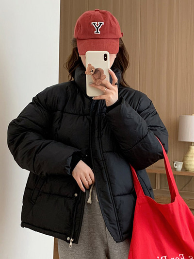 Korejska modna kratka pamučna jakna za 2023. Ženska ležerna topla jakna sa samostojećim ovratnikom Vintage ženska pufer jakna Široki kaput